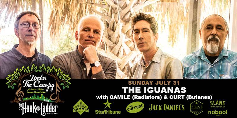 The Iguanas (New Orleans) with guests Camile (New Orleans Radiators) & Curt (The Butanes) on Sunday July 31 Under The Canopy at The Hook and Ladder Theater