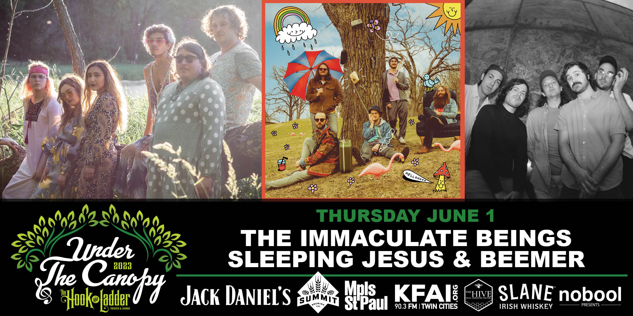 The Immaculate Beings, Sleeping Jesus, and Beemer Thursday, June 1 Under The Canopy at The Hook and Ladder Theater "An Urban Outdoor Summer Concert Series" Doors 6:00pm :: Music 7:00pm :: 21+ Reserved Seats: $25 GA: $20 ADV / $25 DOS *Does not include Fees