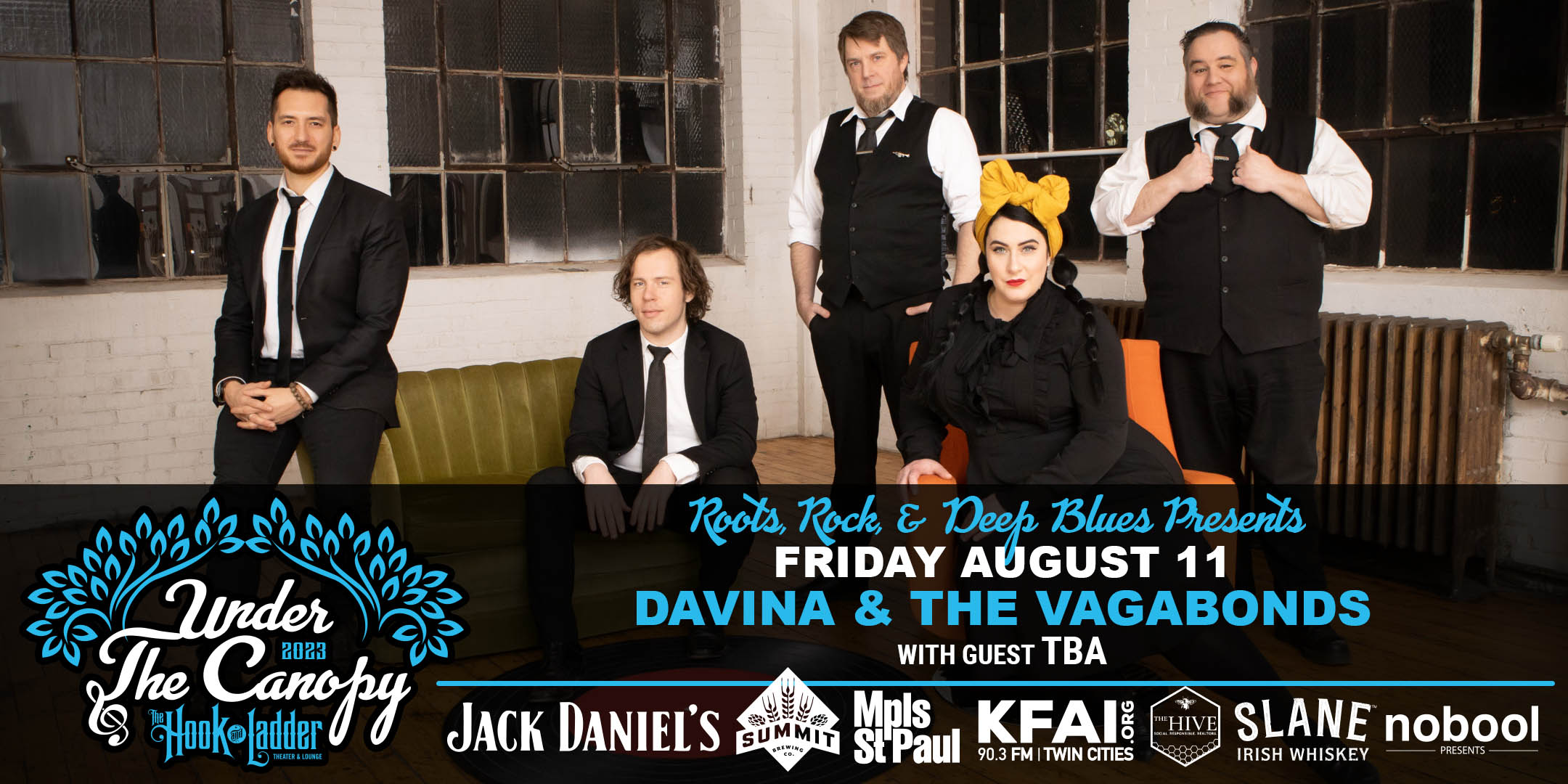 Davina & The Vagabonds - Friday, August 11 Under The Canopy at The Hook and Ladder Theater
