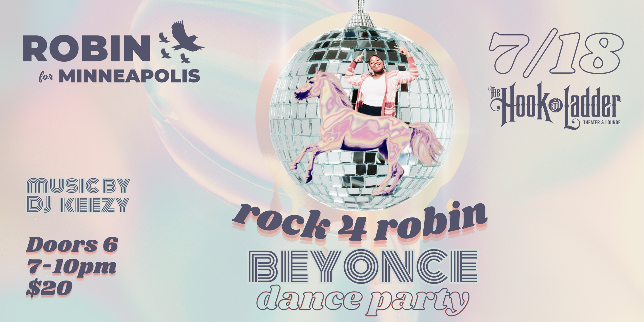 Rock for Robin Beyonce Dance Party with DJ Keezy Thursday, May 25 The Hook and Ladder Theater Doors 6:00pm :: Program 7pm :: 21+ General Admission: $20 / $50 / $100