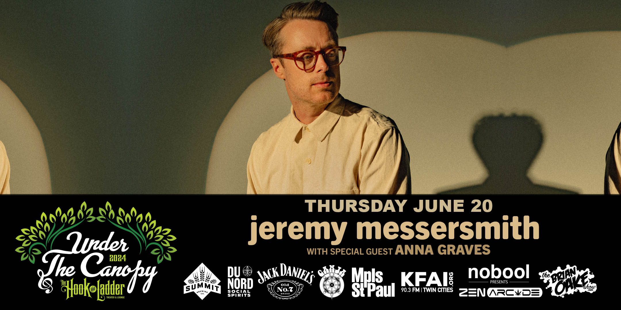 jeremy messersmith with guest Anna Graves Thursday, June 20 Under The Canopy at The Hook and Ladder Theater "An Urban Outdoor Summer Concert Series" Doors 6:00pm :: Music 7:00pm :: 21+ Reserved Seats: $36 GA: $24 ADV / $30 DOS