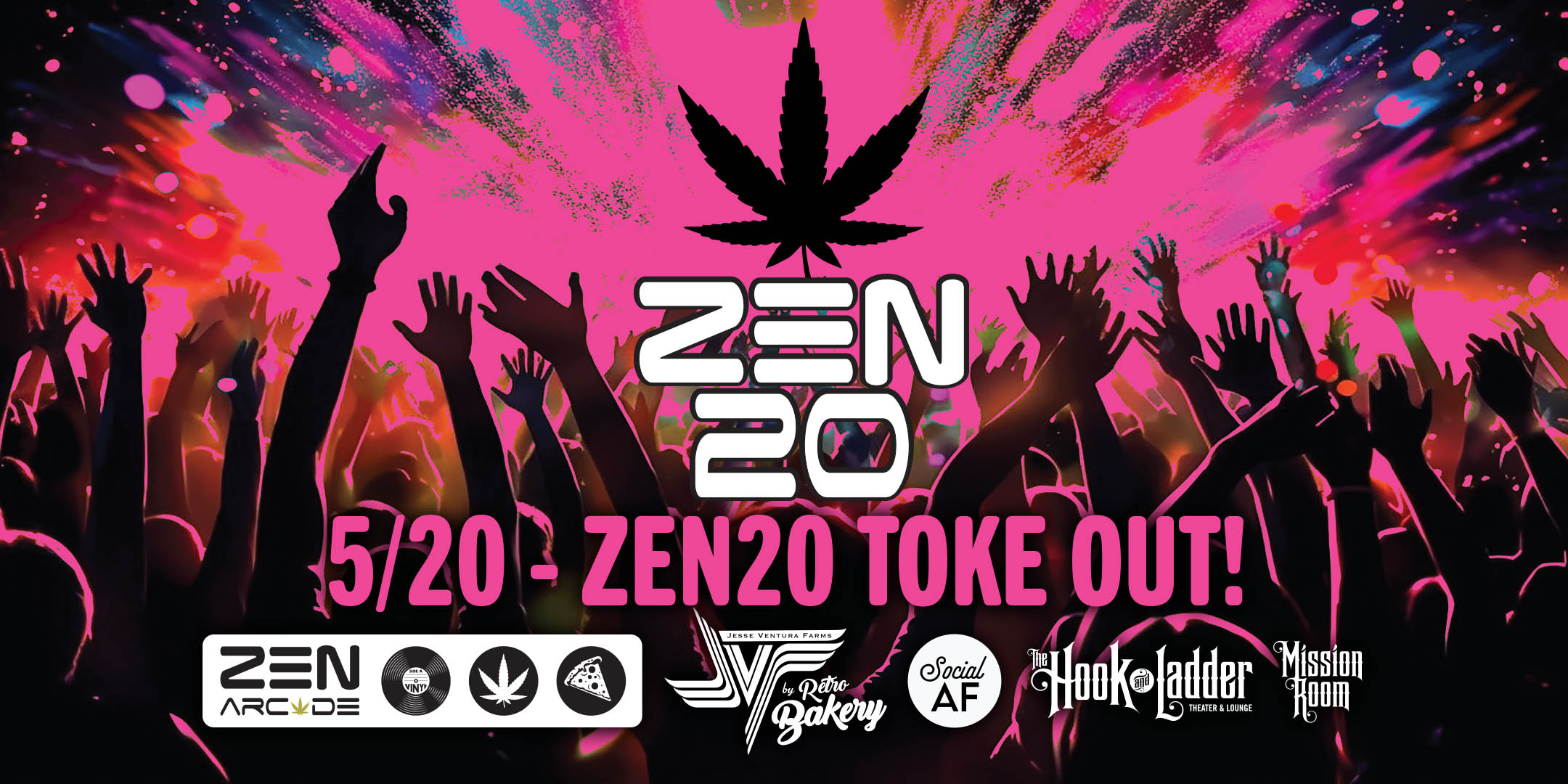 Monday, May 20th - Zen20 Toke Out! Monday evening 'Toke Out' Under The Canopy with Stoner Playlist and Social AF Stoner Bingo! Hook and Ladder Theater / Mission Room / Zen Arcade Doors 4:20pm :: Games 6:30pm :: 21+ FREE