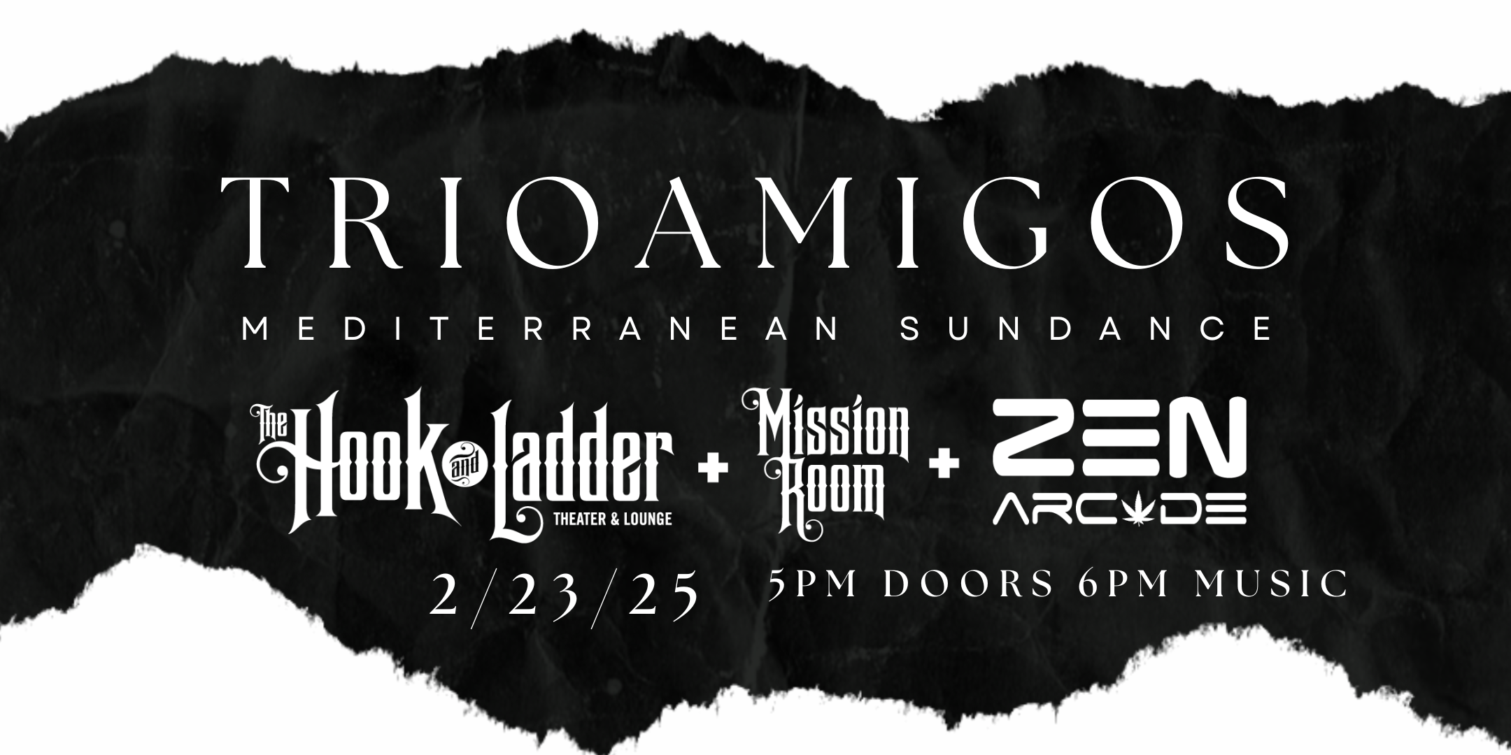 TrioAmigos Presents Mediterranean Sundance The Music of Paco de Lucia, Al Di Meola and John McLaughlin. Sunday February 23th, 2025 The Zen Arcade Stage at The Hook and Ladder’s Mission Room Doors 5:00pm:: Music 6:00pm :: 21+ GA Seating - $20 ADV (Box-Office) / $25 DOOR Standing Room Only $15 ADV (Box-Office) / $20 DOOR